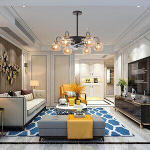 Black Chandelier with Reversible Fan